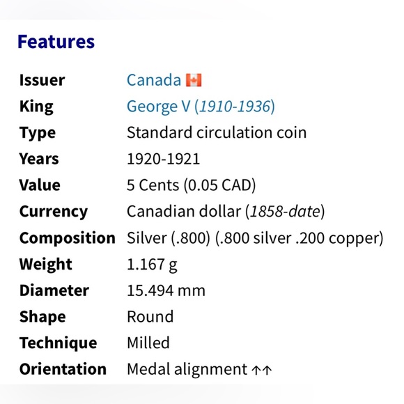 🎈$10 add on - 1920 5 CENTS CANADA - George V - Picture 3 of 6